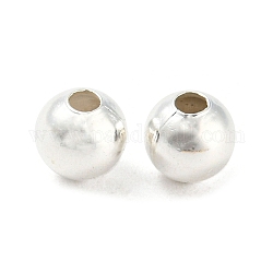 Messing glatte runde Perlen, Abstandsperlen gesäumt, silberfarben plattiert, 4 mm, Bohrung: 1 mm