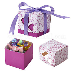 Подарочная коробка, коробка для упаковки конфет, коробка подарка свадьбы, с лентой, квадратный, фиолетовые, 5x5x5 см