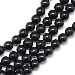 Synthetische schwarze Steinperlenstränge, Runde, 12~13 mm, Bohrung: 1 mm, ca. 32 Stk. / Strang, 15.7 Zoll