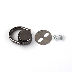 Подъемное кольцо из цинкового сплава, с железными винтами и шайбой, металлический черный, 0.5~2.5x0.5~2x0.04~0.9 см, отверстия : 2.5 mm и 6x3 мм, 4 шт / комплект