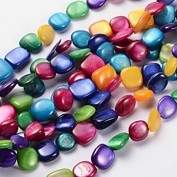 Chapelets de perles de coquille d'eau douce naturelles, teinte, puce, couleur mixte, 7~14x6~10mm, Trou: 1mm, Environ 80 pcs/chapelet, 34 pouce