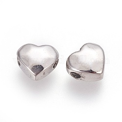 Perles en 304 acier inoxydable, cœur, polissage manuel, couleur inoxydable, 7.5x8.5x4mm, Trou: 1.5~1.6mm