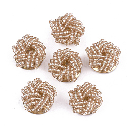 Cabochons en perles de verre, avec tamis de fer, or clair, saumon noir, 18~20x9~11mm
