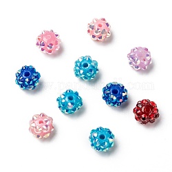 Perline in resina strass chunky, perle tonde in resina, colore misto, 10mm, Foro: 1.5 mm