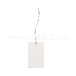 Cartellini dei prezzi della carta, con corda elastico, rettangolo, fumo bianco, 8~9cm, rettangolo: 37x23x0.4 mm