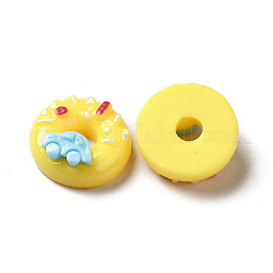 Cabochons décodés alimentaires imitation résine opaque, donut, jaune, 19~20x8~10.5mm
