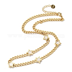 Collier pendentif étoile en perles de résine avec chaînes gourmettes, placage ionique (ip) 304 bijoux en acier inoxydable pour femmes, or, 15.75 pouce (40 cm)
