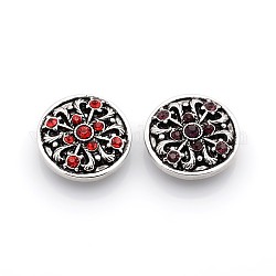 Flat Round Zinc Alloy Enamel Jewelry Snap Buttons, with Grade A Rhinestones, Antique Silver, Lead Free & Nickel Free & Cadmium Free, Mixed Color, 21x8mm, Knob: 5.5mm