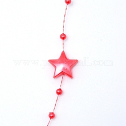 Chaînes de perles en plastique ABS faites à la main, Étoile et ronde, rouge, 13.5x14x3x4mm