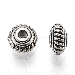 Tibetan Style Alloy Spacer Beads, Rondelle, Cadmium Free & Lead Free, Antique Silver, 5x3mm, Hole: 1mm, about 5500pcs/1000g