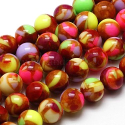 Synthetic Regalite/Imperial Jasper/Sea Sediment Jasper Bead Strands, Dyed, Round, Colorful, 6mm, Hole: 1mm, about 66pcs/strand, 15.7inch