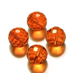Perles d'imitation cristal autrichien, grade AAA, facette, ronde, rouge-orange, 6mm, Trou: 0.7~0.9mm
