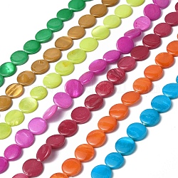Fili di perle d'acqua dolce naturali verniciate a spruzzo, rotondo e piatto, colore misto, 12.5x3mm, Foro: 1 mm, circa 32pcs/filo, 15.63 pollice (39.7 cm)