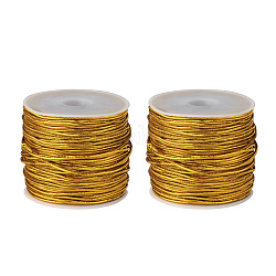 2 rotolo di cordone tubolare in pvc in gomma sintetica, con bobine, oro, 1mm, 25m/rotolo
