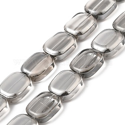 Brins de perles de verre de galvanoplastie transparentes, perle plaquée lustre, rectangle, grises , 12x10x4.5mm, Trou: 1mm, Environ 55 pcs/chapelet, 25.98'' (66 cm)