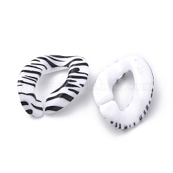 Acryl-Verknüpfung Ringe, Quick Link-Anschluss, für die Herstellung von Bordsteinketten, Twisted oval, weiß und schwarz, Zebramuster, 17x23x5.5 mm