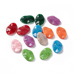 Crackle Opaque Acrylic Beads, Imitation Turquoise, Nugget, Mixed Color, 29x19x5.5mm, Hole: 1.8mm, about 242pcs/500g