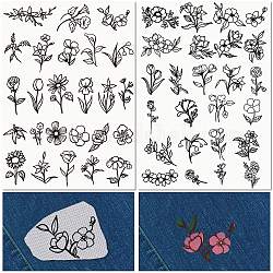 Zeichnungsskizze für wasserlösliche PVA-Stickhilfe, Rechteck, Blume, 297x210 mmm, 2 Stück / Set