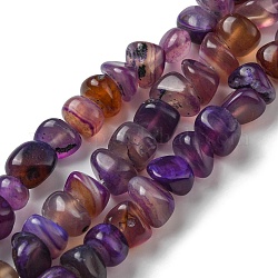 Chapelets de perles d'agate naturelle, teinte, pépites, violet, 7.5~10x11.5~13x10.5~13mm, Trou: 1.2mm, Environ 44 pcs/chapelet, 14.17~14.41 pouce (36~36.6 cm)