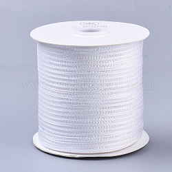 Nylon Ribbons, with Sparkle Metallic Cord, for Gift Package, Party Wedding Decoration, White, 1/8 inch(3.5mm) , about 500yards/roll(457.2m/roll)