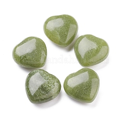 Pietra naturale dell'amore del cuore di giada limone, pietra di palma tascabile per il bilanciamento del reiki, 30x30x14.5mm