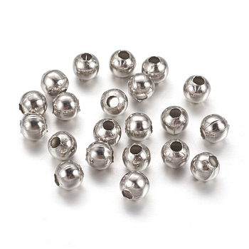 Intercalaire perles en 304 acier inoxydable, ronde, couleur inoxydable, 5mm, Trou: 2mm