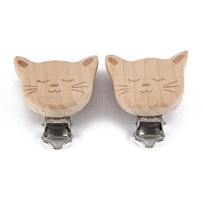 Wholesale Beech Wood Baby Pacifier Holder Clips 