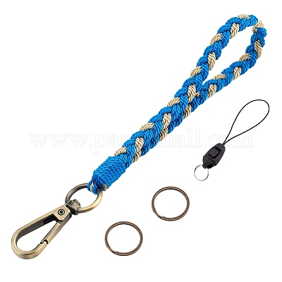 2 Pcs Boho Macrame Keychain Bracelet Handmade Wristlet Keychain Keyring  Holder Wrist Lanyard for Women