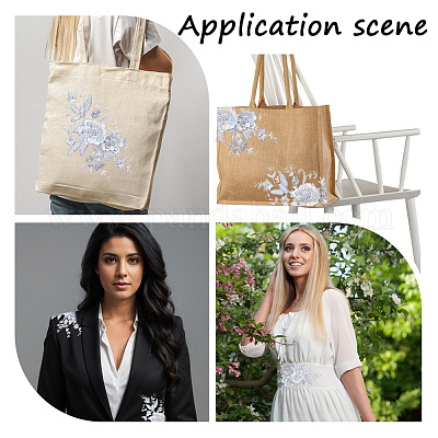 Ткань из полиэстера с компьютерной вышивкой и аппликациями&nbsp;DIY-WH20055-009B-1