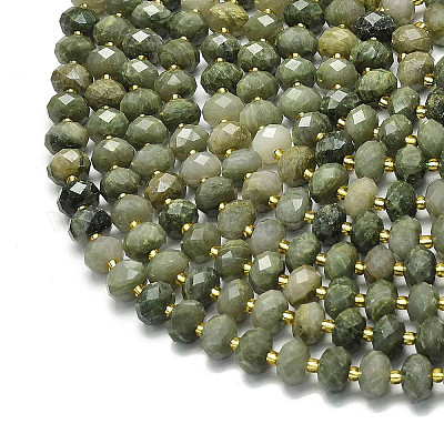 Нити бусин из натурального зеленого кроличьего меха и рутилированного кварца&nbsp;G-P573-A58-01-1