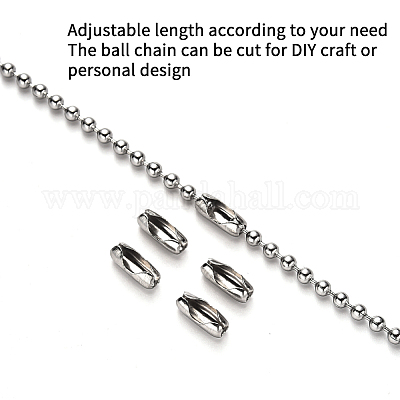 304 Stainless Steel Ball Chains and Ball Chain Connectors Set, Stainless  Steel Color, 2mm, about 10m/roll