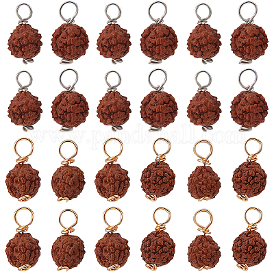 80 шт. 2-х цветные круглые подвески из натурального дерева&nbsp;PALLOY-BBC0001-01-1