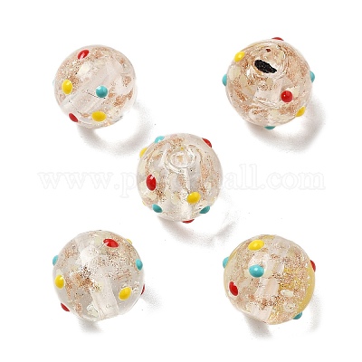 Бусины ручной работы из золотистого песка с неровностями лэмпворк LAMP-V001-04-1