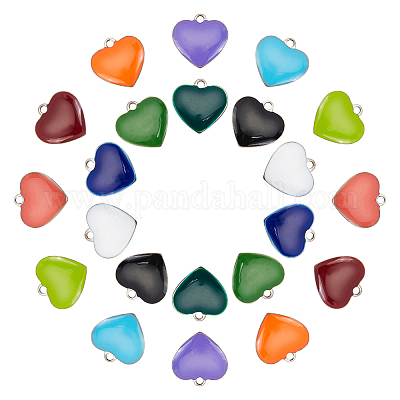 Wholesale DICOSMETIC 44Pcs 11 Colors Stainless Steel Heart Shape Enamel  Charms Colorful Metal Heart Charms Mini Heart Beads Enamel Charms for Bracelet  Necklace Jewelry Making，Hole：1.5mm 