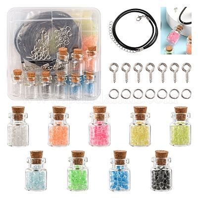 SUNNYCLUE Kit Creazione Orecchini Fai Da Te Con 7 Stili Di Pendenti A Bottiglia In Resina, 14 Pezzi, Per Principianti, Con Scatola Portaoggetti