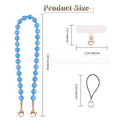 Ремешки для мобильных телефонов из натурального и окрашенного малайзийского нефрита и круглой бусины из нержавеющей стали 304&nbsp;HJEW-SW00043-04-1