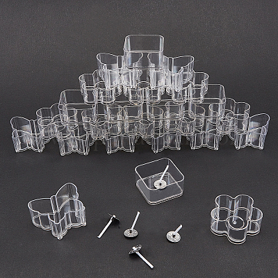 latas de cera para velas 40 unidades cajas con 100 mechas de vela de 25 mm para hacer velas con forma de corazón cuadrado para velas de té Portavelas de plástico transparente PandaHall Elite 