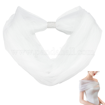 Нейлоновая свадебная шаль из сетки&nbsp;AJEW-WH0816-380A-1