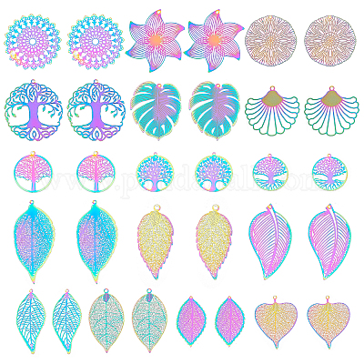 32 шт. 16 стиля ионного покрытия (IP) 201 филигранные подвески из нержавеющей стали&nbsp;STAS-DC0006-64-1