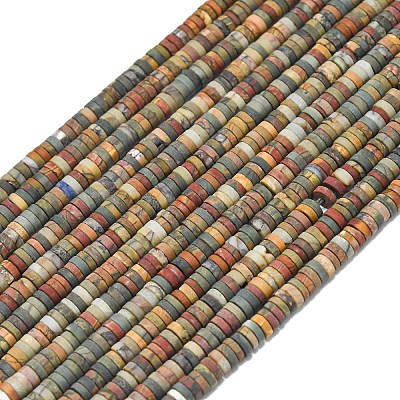 Нити бусин из натуральной красной яшмы пикассо/полихромной яшмы&nbsp;G-P575-B10-4x1mm-1