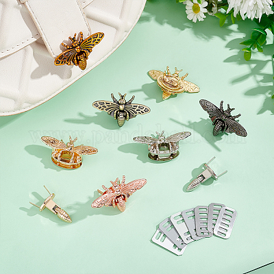 6 шт. 6 стиля застежки-защелки для сумок из цинкового сплава с изображением пчел&nbsp;PURS-UN0001-05-1