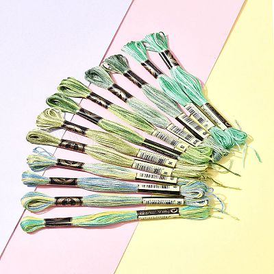 12 моток 6 цвета 6-слойная полиэфирная мулине для вышивания&nbsp;OCOR-FS0001-01B-04-1