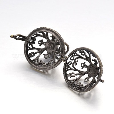 Круглые подвески из латуни с полыми клетками&nbsp;LS-KK-L083-06AB-RS-1