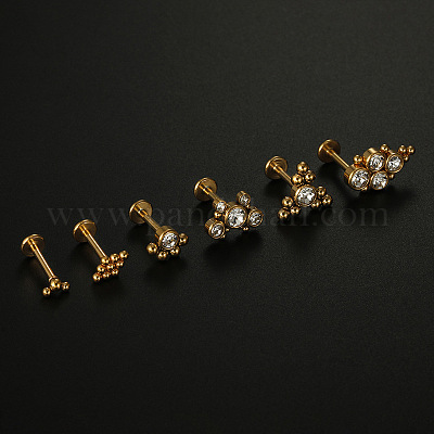 Лабреты из хирургической нержавеющей стали 316L с прозрачным кубическим цирконием без резьбы WG1AA8E-24-1