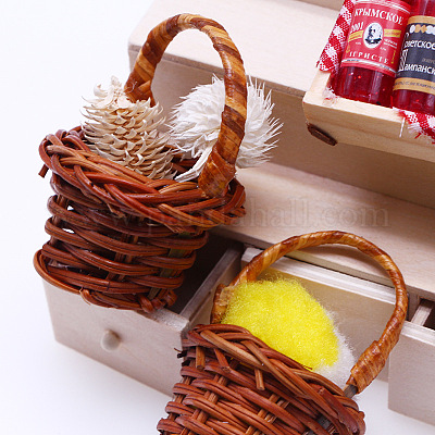 Mini Panier Osier 8x5cm - Décoration Maison Poupée Ou Cadeau