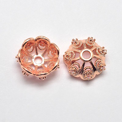 CZ латунные микро проложить кубического циркония цветок Шапочки ZIRC-L003-8mm-01RG-1