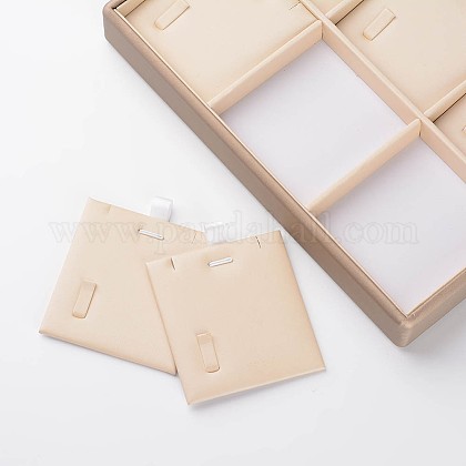 木製のネックレスプレゼンテーションボックス  PUレザーと鉄のアクセサリーで覆われて  長方形  ビスク  250x180x32mm ODIS-P003-04-1