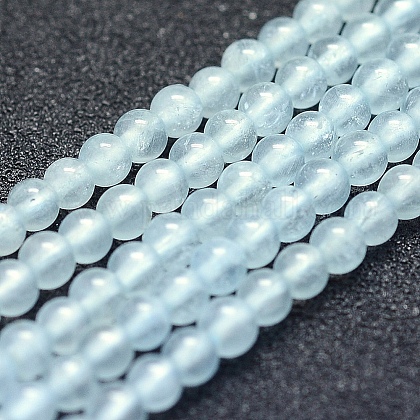 Natürliche Aquamarin Perlen Stränge G-P342-10-3mm-A++-1