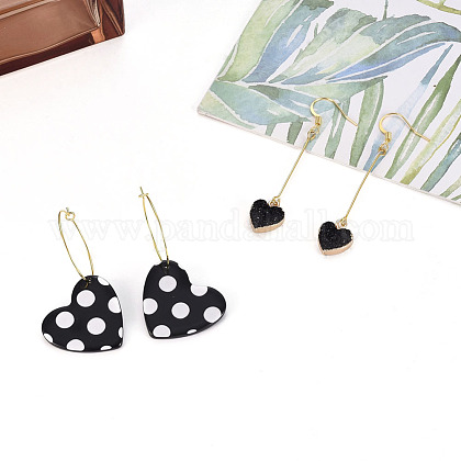 Diyピアス作り 樹脂のペンダントと真鍮のイヤリングのパーツ 心のテーマ ブラックの通販 Jp Pandahall Com