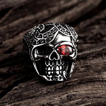 男性のためのパンクの頭蓋骨ステンレススチールキュービックジルコニアリング サイズ11 アンティークシルバー 6mmの通販 Jp Pandahall Com